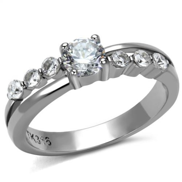 High Polished CZ Ring